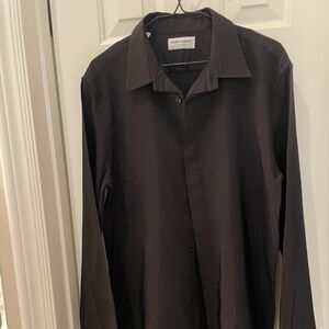 Saint Laurent Men's Button Up Shirt 39-15.5 Black Long Sleeve Button Up